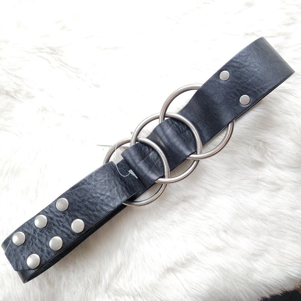 Kim White Triple Loop Leather Belt Size S